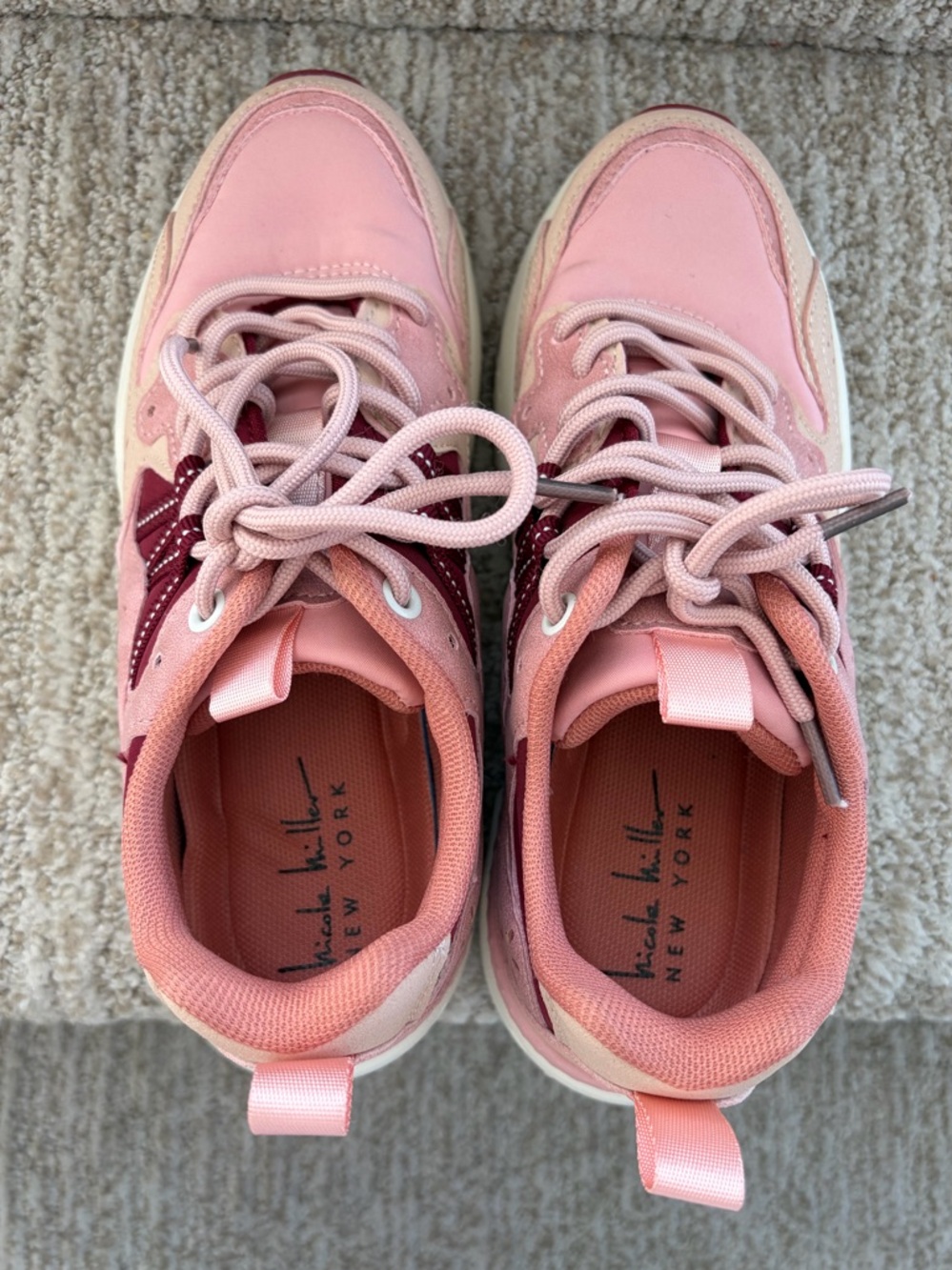 Nicole Miller Pink and Burgundy Sneakers. Girls size Youth 3. - Picture 4 of 9